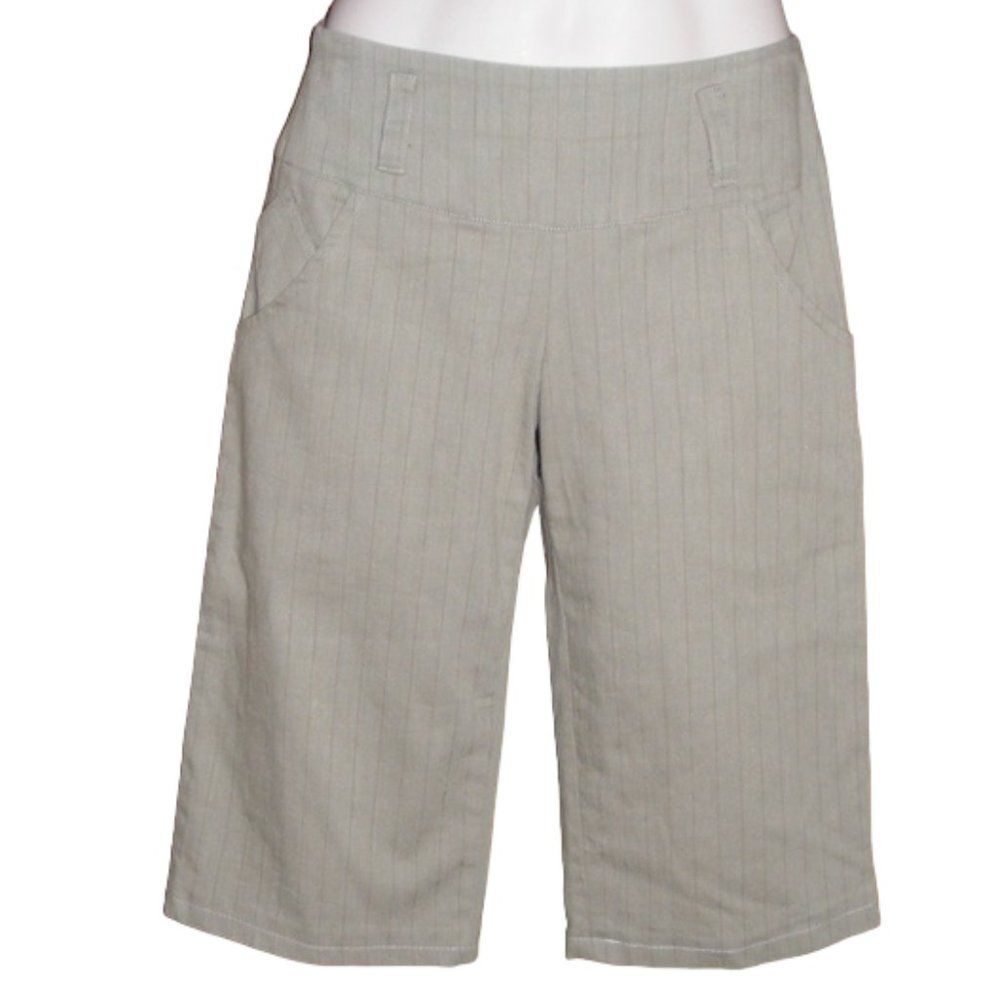 new!! DEREK LAM 10 CROSBY Shorts, 8, Cropped Trousers, Green, Stripes, Pockets